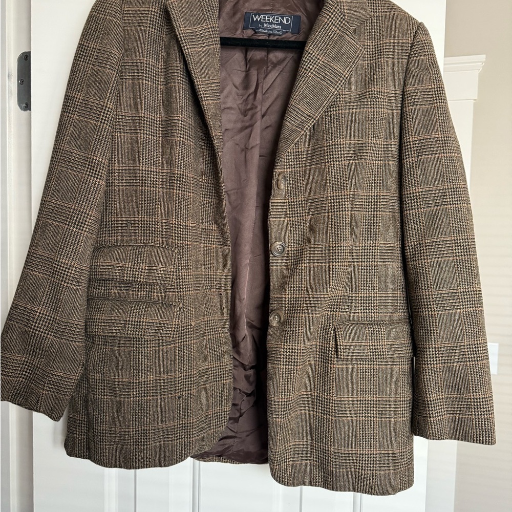 Weekend MaxMara plaid blazer made in Italy size 8 minimalist corporatecore
